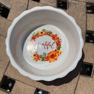Fall White Ceramic Bowl with Floral Design